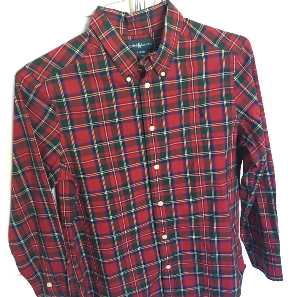 Boys Large Ralph Lauren Red Plaid Christmas Shirt
